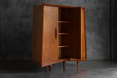 Modernist Oak Highboard Reconstruction Period France Circa 1955