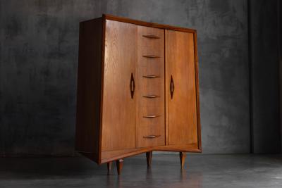 Modernist Oak Highboard Reconstruction Period France Circa 1955