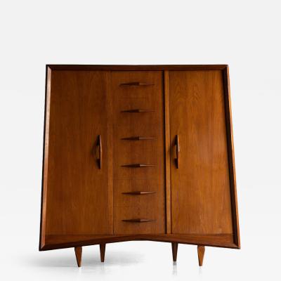 Modernist Oak Highboard Reconstruction Period France Circa 1955