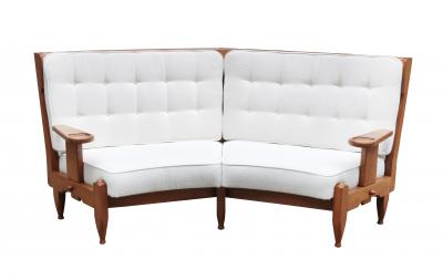 Modernist Oak Sofa by Guillerme et Chambron