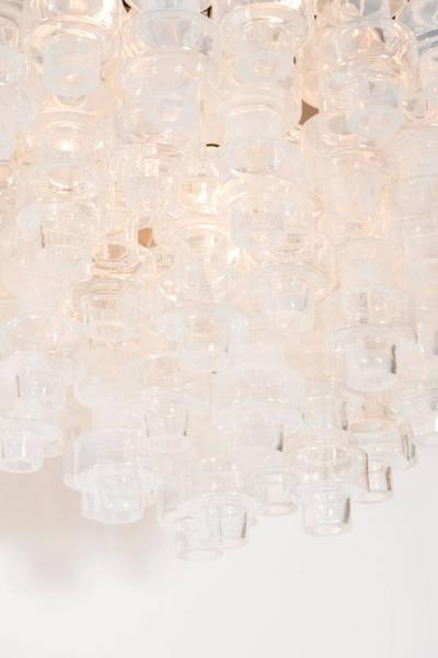 Modernist Opalescent and Clear Murano Glass Barbell Chandelier