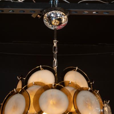 Modernist Pagoda Chandelier in Handblown Murano Olive Green Tourmaline Glass