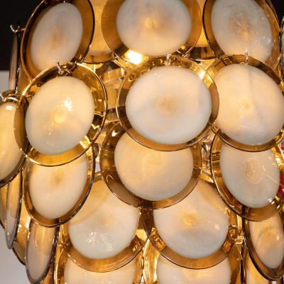 Modernist Pagoda Chandelier in Handblown Murano Olive Green Tourmaline Glass