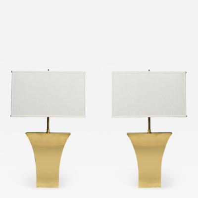 Modernist Pair of Brass Table Lamps