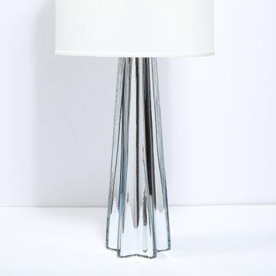 Modernist Pair of Handblown X Form Lamps in Handblown Murano Mercury Glass