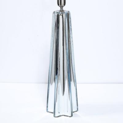 Modernist Pair of Handblown X Form Lamps in Handblown Murano Mercury Glass