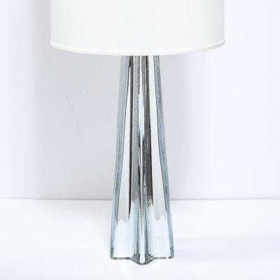 Modernist Pair of Handblown X Form Lamps in Handblown Murano Mercury Glass