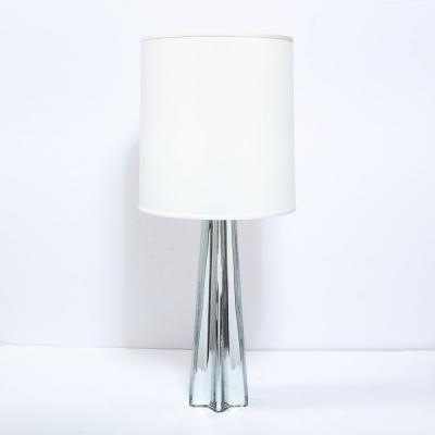 Modernist Pair of Handblown X Form Lamps in Handblown Murano Mercury Glass