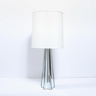Modernist Pair of Handblown X Form Lamps in Handblown Murano Mercury Glass