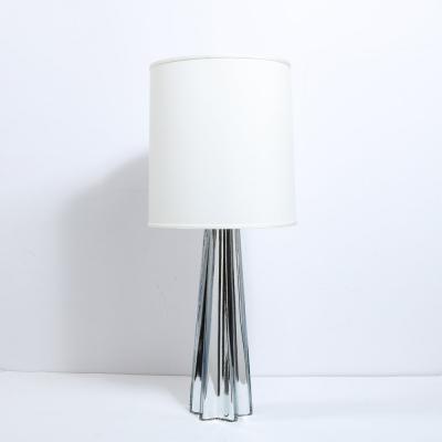 Modernist Pair of Handblown X Form Lamps in Handblown Murano Mercury Glass