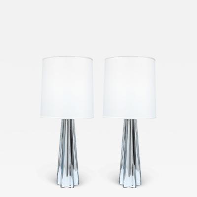 Modernist Pair of Handblown X Form Lamps in Handblown Murano Mercury Glass