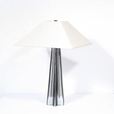 Modernist Pair of Handblown X Form Lamps in Handblown Murano Mercury Glass