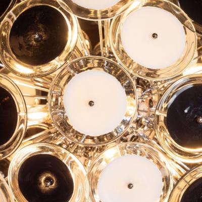 Modernist Polished Chrome Chandelier with Handblown Murano Black and White Discs