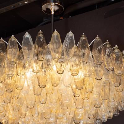 Modernist Polyhedral Chandelier in Topaz Citrine Clear Handblown Murano Glass