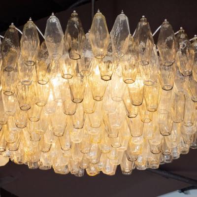Modernist Polyhedral Chandelier in Topaz Citrine Clear Handblown Murano Glass
