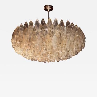 Modernist Polyhedral Chandelier in Topaz Citrine Clear Handblown Murano Glass