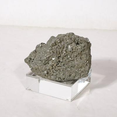 Modernist Pyrite Rock Specimen on Rectilinear Lucite Base