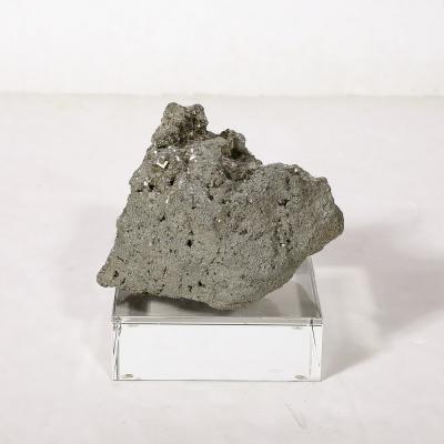 Modernist Pyrite Rock Specimen on Rectilinear Lucite Base