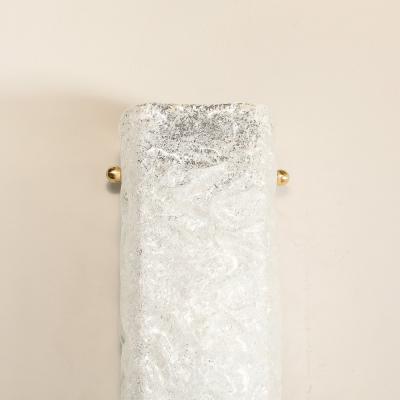 Modernist Rectangular Hand Blown Murano Mottled Glass Sconces W Brass Fittings