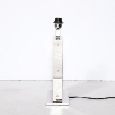 Modernist Rectilinear Table Lamps in Paneled Horn and Polished Nickel