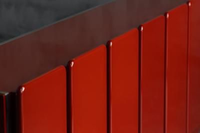 Modernist Red Lacquer Architectural Sideboard Italy 1980s