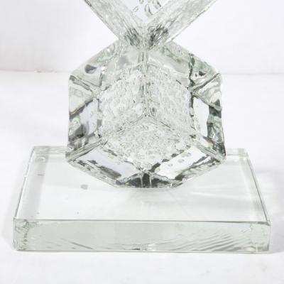 Modernist Sculptural Cubic Handblown Translucent Murano End Side Table