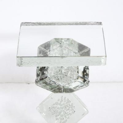Modernist Sculptural Cubic Handblown Translucent Murano End Side Table