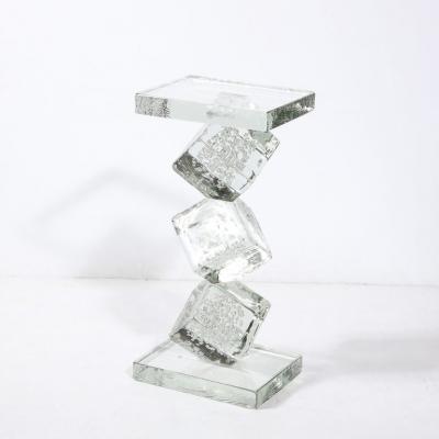 Modernist Sculptural Cubic Handblown Translucent Murano End Side Table