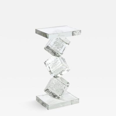 Modernist Sculptural Cubic Handblown Translucent Murano End Side Table