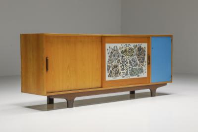 Modernist Sideboard with Ceramic Details 1950s