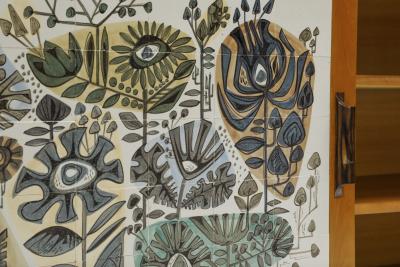 Modernist Sideboard with Ceramic Details 1950s