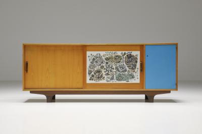 Modernist Sideboard with Ceramic Details 1950s