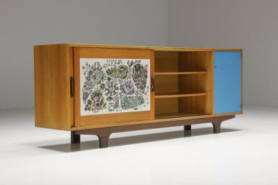 Modernist Sideboard with Ceramic Details 1950s