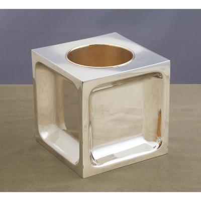 Modernist Silvered Wine Cooler Italy 1970s