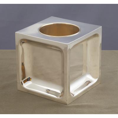 Modernist Silvered Wine Cooler Italy 1970s