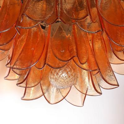 Modernist Smoked Apricot Murano Glass Oil Rubbed Bronze Feather Chandelier