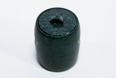 Modernist Speckled Green Marble Ice Bucket with Ivory Vein Detail c 1970s
