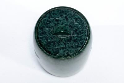 Modernist Speckled Green Marble Ice Bucket with Ivory Vein Detail c 1970s