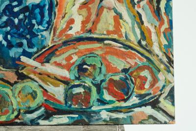Modernist Table Scene Oil on Board 1960s
