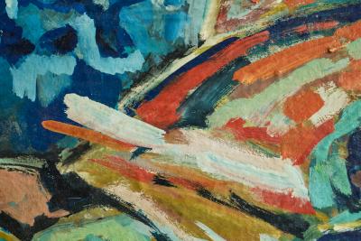 Modernist Table Scene Oil on Board 1960s