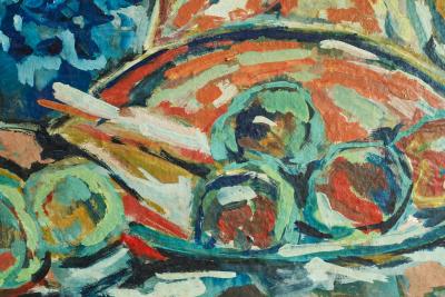 Modernist Table Scene Oil on Board 1960s