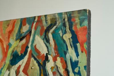 Modernist Table Scene Oil on Board 1960s