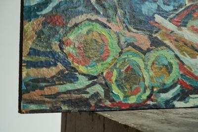 Modernist Table Scene Oil on Board 1960s