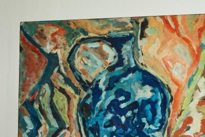 Modernist Table Scene Oil on Board 1960s