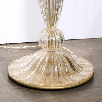 Modernist Torchiere in Amber Handblown Murano Glass w 24kt Gold Bands