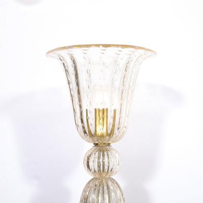 Modernist Torchiere in Amber Handblown Murano Glass w 24kt Gold Bands