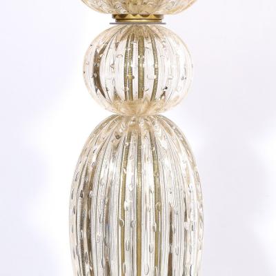 Modernist Torchiere in Amber Handblown Murano Glass w 24kt Gold Bands