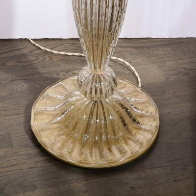 Modernist Torchiere in Amber Handblown Murano Glass w 24kt Gold Bands