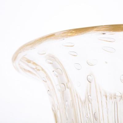 Modernist Torchiere in Amber Handblown Murano Glass w 24kt Gold Bands