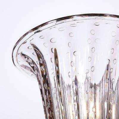 Modernist Torchiere in Smoked Handblown Murano Glass w 24kt Gold Bands